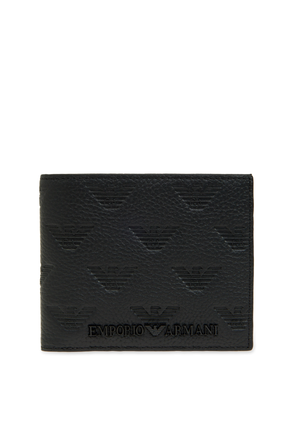 Black Monogrammed leather wallet Emporio Armani Vitkac GB